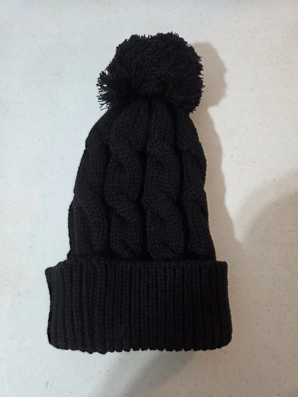 NEW Adult Unisex Black Pom Pom Cable Knit Beanie with Sekr Label